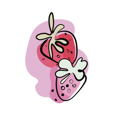 Strawberry drawing. Hand drawing. Stylized as a watercolor The pattern is suitable for a logo, print on T-shirts, for printing on baby food.