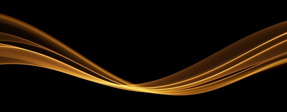 Golden abstract wave. Magic line design. Flow curve motion element. Neon gradient wavy illiustration.