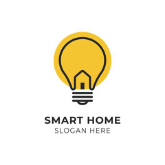 Lighting bulb shape with house for smart home logo design vector illustration