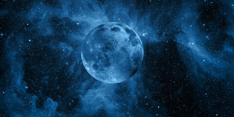Fototapeta na wymiar Full Moon in the space 