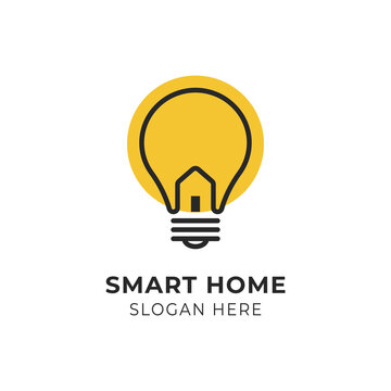 Lighting bulb shape with house for smart home logo design vector illustration