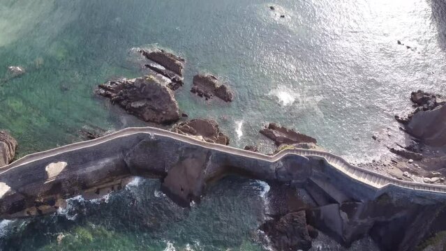aerial view of the stairway of Gaztelugatxe in the Basque coast