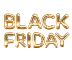 Black Friday Sale Banner. Golden Metallic Balloon isolated on white background