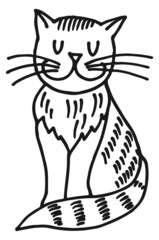 Smiling cat. Happy pet black icon. Resting animal