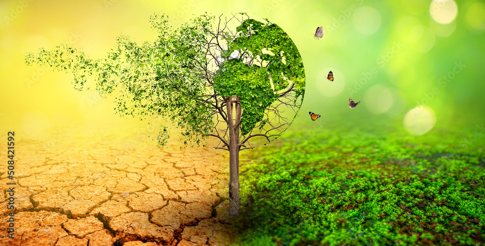Wall mural a world that is collapsing and disintegrating the concept of environmental conservation.