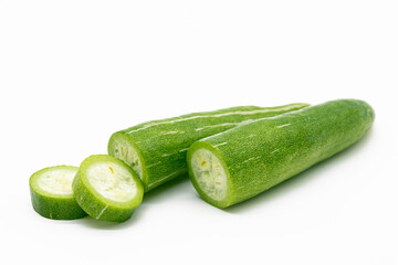 Snake gourd over white background.