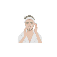 Skincare routine procedures of male