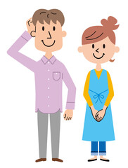 若い　カップル　夫婦　イラスト