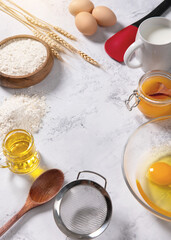 Ingredients ready for baking and empty space for copy