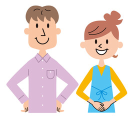 若い　カップル　夫婦　イラスト