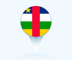 Map pointer with flag of Central African Republic.