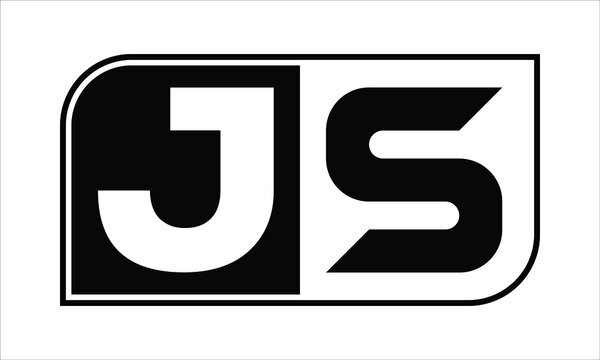 JS letter logo, creative rectangular round shape logo design vector template.  lettermrk, wordmark, monogram symbol on black & white bg.