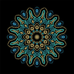 Mandala. Colored vector illustration on black background.
