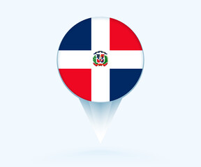 Map pointer with flag of Dominican Republic.