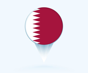 Map pointer with flag of Qatar.