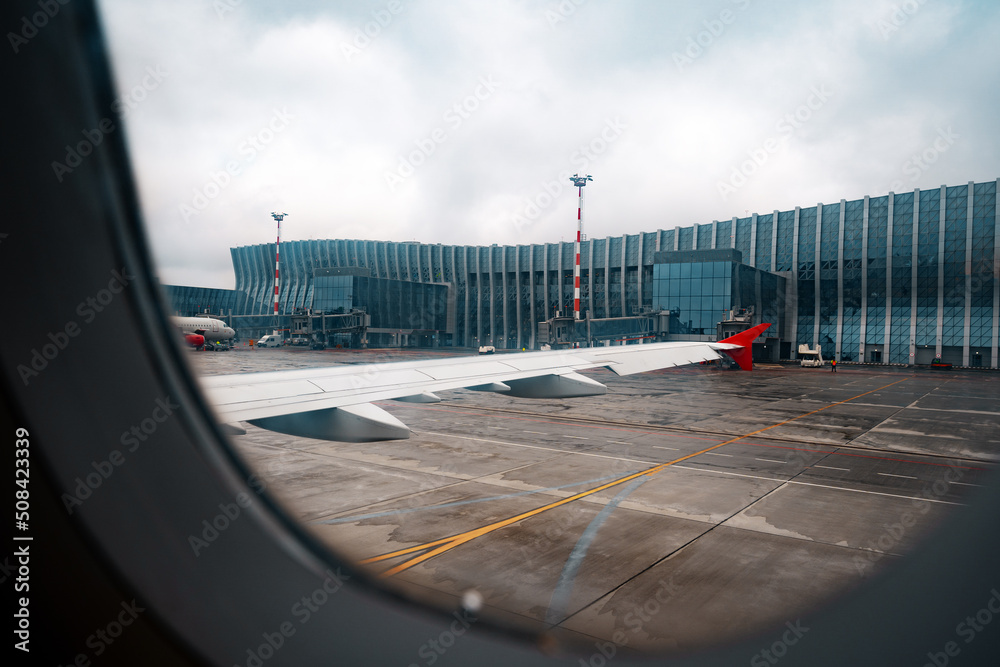Canvas Prints view through window of aircraft during flight