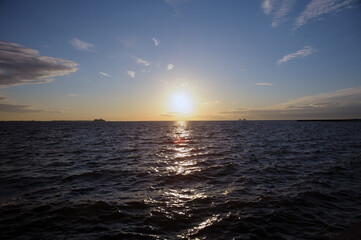Obraz premium Orange sunset over the Baltic Sea