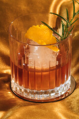 Negroni, an italian IBA cocktail with gin, bitter and vermouth; in luxury elegant home, homemade...