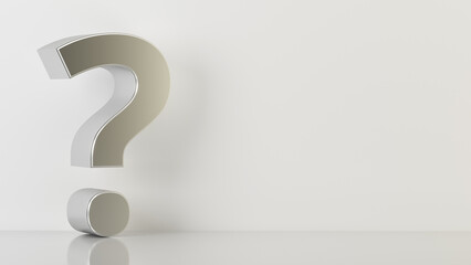 Question mark on a wall with empty space, 3d illustration