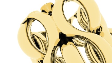 Gold shiny metal texture twisted 3d render background