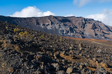 rocky slopes and mountains of haleakala crater at haleakala national park maui hawaii