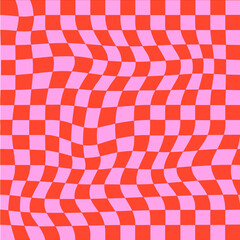 Seamless Repeat Modern Wavy Trendy Warped Checkered Check Pattern