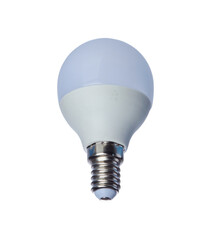 led isolate light bulb on a white background e14 base.