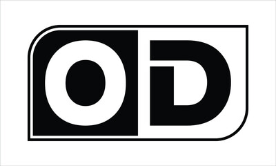 OD letter logo, creative rectangular round shape logo design vector template.  lettermrk, wordmark, monogram symbol on black & white bg.
