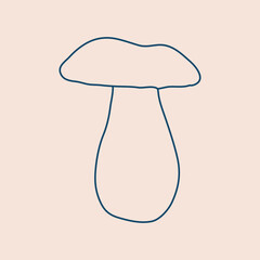 Doodle logo. Hand drawn forest wild mushroom background. Botanical vector pattern. Healthy food vector illustration for menu design, label, icon, recipe, packaging, web. Cute Wallpaper. 