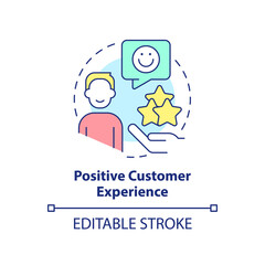 Positive customer experience concept icon. Selling trend abstract idea thin line illustration. Build consumer loyalty. Isolated outline drawing. Editable stroke. Arial, Myriad Pro-Bold fonts used