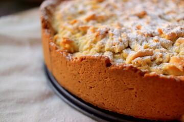homemade apple pie close-up selective focus