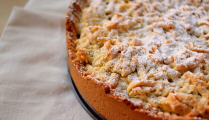 homemade apple pie close-up selective focus