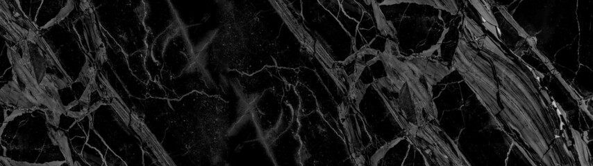 Black gray abstract marble granite natural stone tile texture background banner panorama...