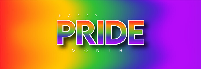 Pride Month with Colorful heart signs and colorful flags on LGBT community color background