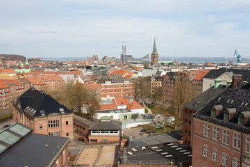 Fototapeta premium View of the city of Aarhus from the rooftop of the Aros museum, Denmark