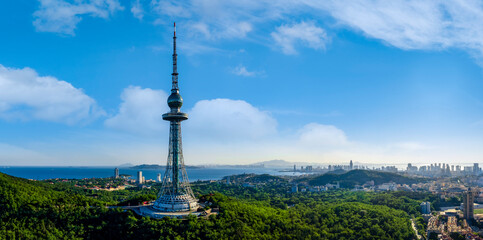 Fototapeta premium Aerial photography of the city scenery of Qingdao, China