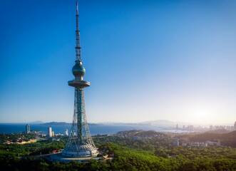 Obraz premium Aerial photography of the city scenery of Qingdao, China