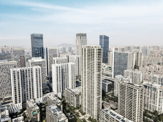 Aerial photography of modern architectural landscape of Hefei city, China