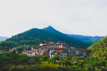 Fototapeta na wymiar View of the Rocchetta Nervina Sitano village within the Liguria Region - Italy
