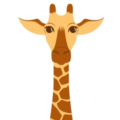 Obraz premium Portrait of a cute giraffe. Modern flat vector illustration isolated on white background