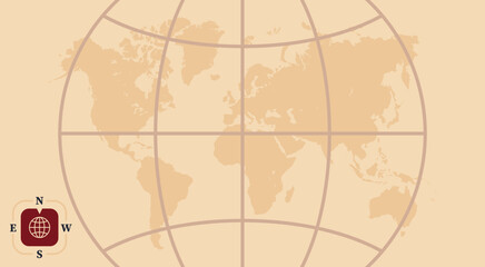 Fototapeta premium Discovery earth map and world map flat vector illustration. 