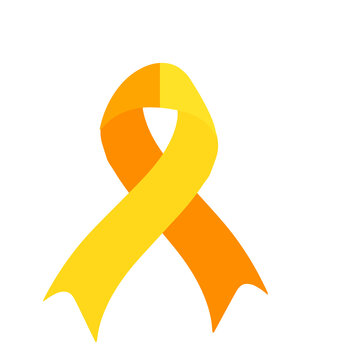 World suicide prevention day awareness and support ribbon in orange and yellow color