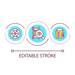 Discovering DNA story loop concept icon. Genetic test abstract idea thin line illustration. Gene expression analysis. Identifying mutations. Isolated outline drawing. Editable stroke. Arial font used
