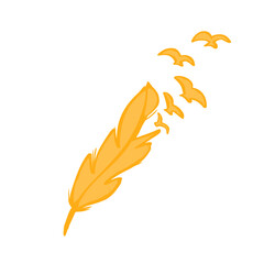 World suicide prevention day awareness and support feather with birds in orange and yellow color