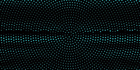 halftone motion geometric neon blue small dots. blue dots on black background