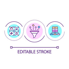 Biometric data storage loop concept icon. Digital identity records database abstract idea thin line illustration. Physical characteristics. Isolated outline drawing. Editable stroke. Arial font used