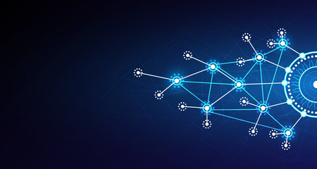 Blue vector background with rings, light lines. Futuristic technology style decoration design with triangular structure.EP.5