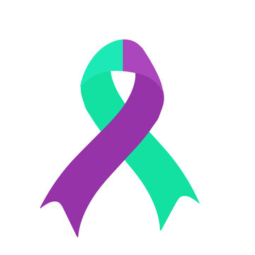 World suicide prevention day awareness and support ribbon in teal and purple color