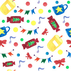 christmas pattern.  watercolor drawings for the holiday