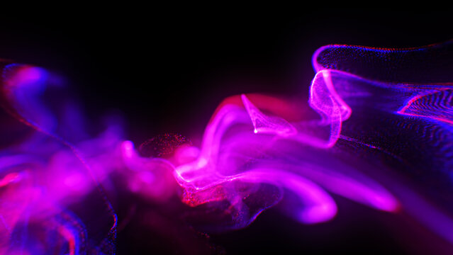 Fluid abstract 3d particles. Abstract background in digital style. Smoke and Fire simulations. Colorful backgrounds moving slowly. Glow backgrounds with chromatic aberration. 